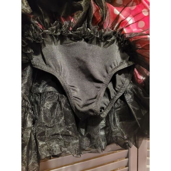 Costume Gallery Girls Black Velvet with Pink and White Polka Dot- Size S - Picture 4 of 5